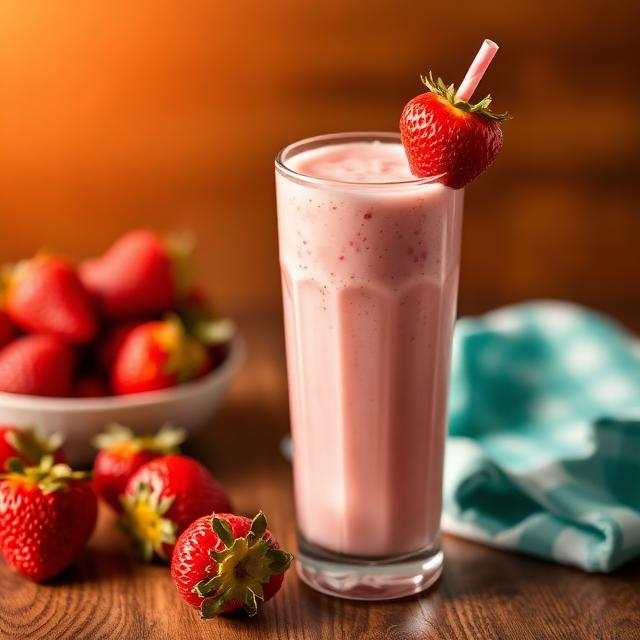 Batida de fresa con leche