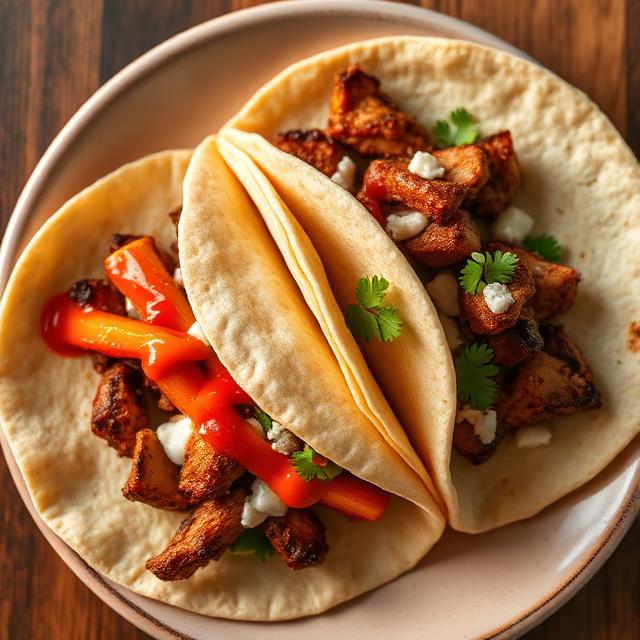 Tacos de pollo o res (2 uds.)